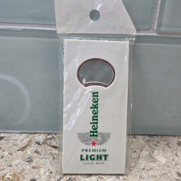 Heineken Light Beer Bottle Opener Barware White Collectible New Sealed‎